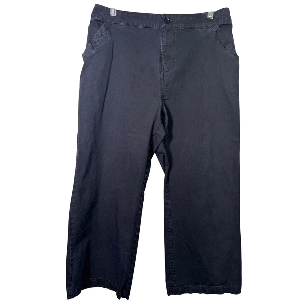 Pact Organic Cotton Cropped Wide Leg Twill Pants Navy Blue Size L Minimalist Eco